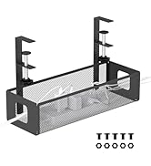 Yecaye Under Desk Cable Management Tray – No Drill Cable Management Tray Under Desk with Dual-Dir...