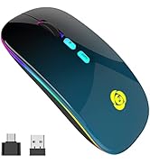 LED Wireless Mouse Bluetooth &2.4GHz Instant Connection,Rechargeable Ultra Silent Slim,3 Adjustab...