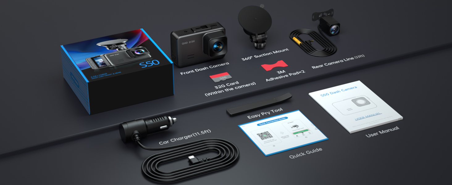 2.5k front and rear dash cam