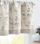 jinchan Linen Kitchen Valance for Windows 16 Inch Floral Double Layer Valance Living Room Laundry...