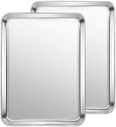 Quarter Sheet Pan Set of 2, CEKEE Stainless Steel Baking Sheet & Cookie Sheets for Baking, Baking...
