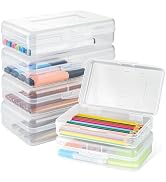 MaxGear Clear Pencil Box, 6 Pack Pencil Cases Plastic Boxes, Large Capacity Plastic Storage Box, ...