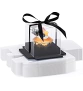 EUSOAR Individual Cupcake Holder, 50pcs 3.5 Inch Plastic Black Cupcake Containers with Lids, Sing...