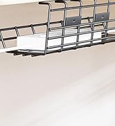 2 Pack DELAMU Under Desk Cable Management Tray, Large Metal Cord Organizer, Office & Home Cord Wi...