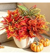 Artificial Fall Flowers for Outdoors Fake Plants Fall Decor, Faux Plants UV Resistant Stems Fake ...