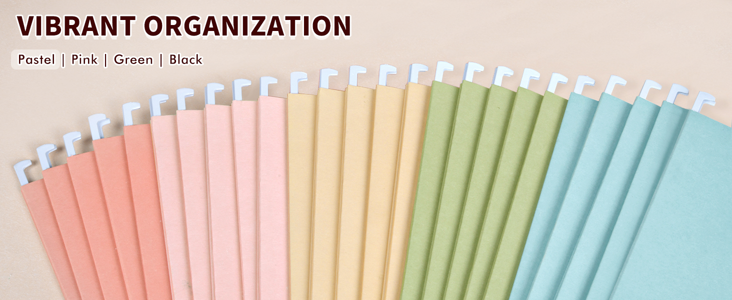 pastel hanging file folders