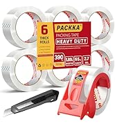 Heavy Duty Packing Tape for Moving Boxes and Packaging Supplies, Total 390y, 6 Rolls Clear Moving...