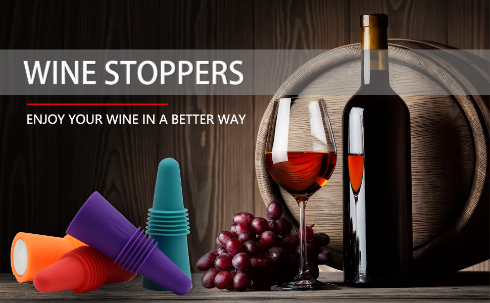 Wine Stoppers for wine bottles, Colorful Silicone + Stainless Steel Wine Stopper,Wine Outlet Cap