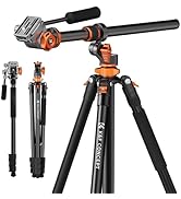 K&F Concept 90 inch/230cm Overhead Camera Tripod, Horizontal Shooting Video Tripods with Fluid He...