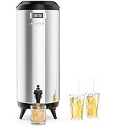 ROVSUN 4.8 Gallon Insulated Beverage Dispenser, Stainless Steel Hot and Cold Drink Dispenser, Ice...