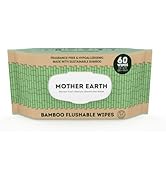 MOTHER EARTH Bamboo Flushable Wipes for Sensitive Skin, Septic Safe, Hypoallergenic, Unscented To...