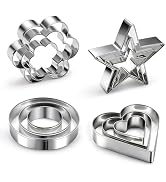 12 Pcs Professional Stainless Steel Cookie Cutters Set - Heart, Flower, Round, Star Shapes Metal ...