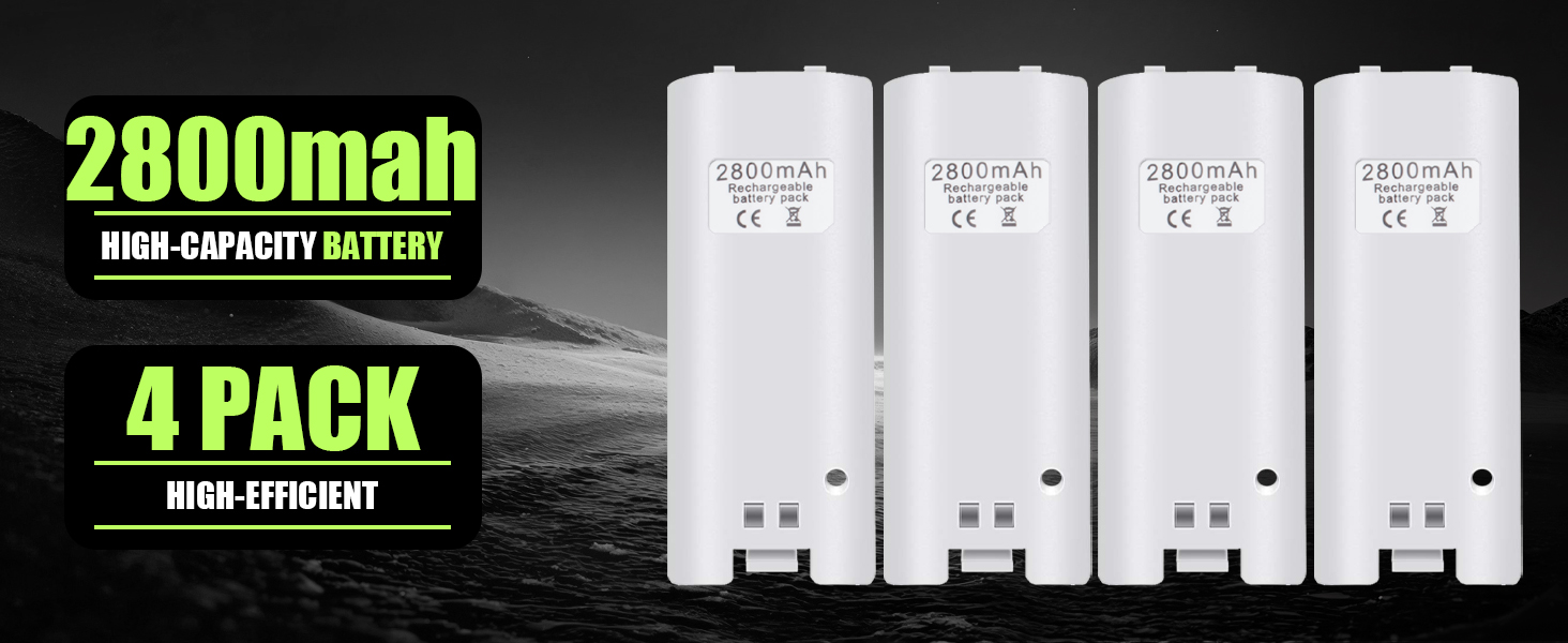 2800mAh battery pack compatible with wii u controller