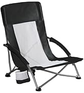 NEWBULIG Low Beach Chair – Folding Camping Chair for Adults, Low Profile Lawn Chair with Cup Hold...