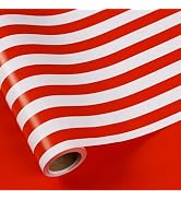 RUSPEPA Reversible Wrapping Paper Roll for Men Women, Jumbo Roll, Candy Cane Stripe and Solid Red...