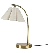 KUNJOULAM Modern Table Lamps, Nightstand Bedside Lamps with Fan-Shade Linen Lampshade, Gold Metal...