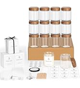 FavorFlavor 12 Pack Glass Candle Jars with Wood Lids