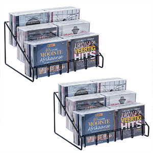 Modern Black Metal Wire CD Storage Stand, Table Disc Jewel Case Holder, Tier Office Desk Media