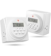 BN-LINK Indoor Digital Timer Outlet, Dual Outlet 7 Day Programmable Light Switch, 3 Prong Plug in...