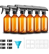 GIVAMEIHF 8oz Amber Glass Spray Bottles,6 Pack Glass Spray Bottles Refillable Empty Bottle with A...