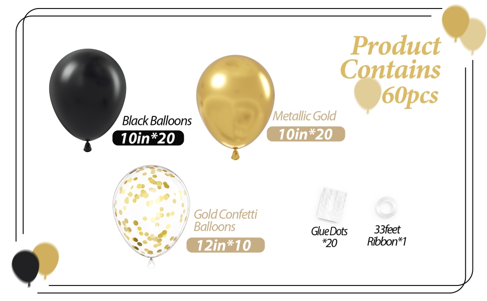 black and gold balloons