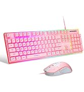 MageGee Gaming Keyboard and Mouse Combo, True RGB Backlit Membrane Office Keyboard, 104 Keys Meta...