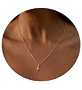CAROVO 18K Gold Plated Dainty Lotus Pendant Necklace Tiny Lotus Flower Pendant Necklace for Women
