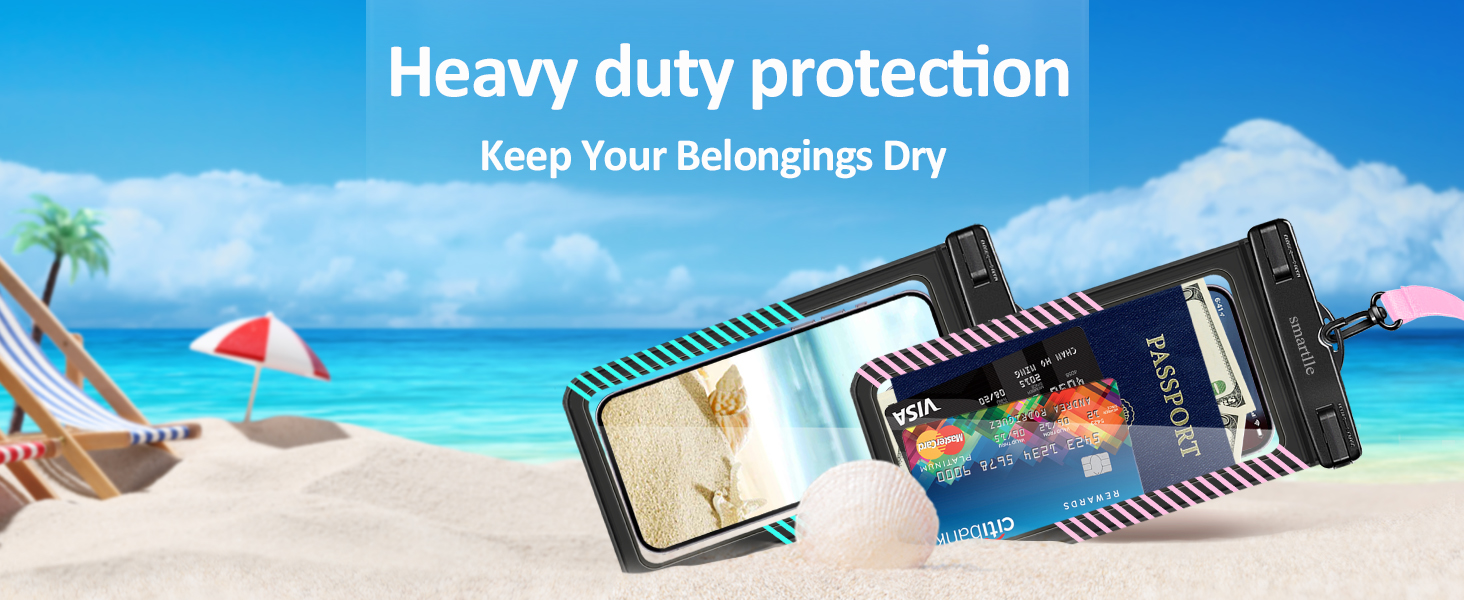 waterproof phone protector pouch iphone water case holder necklace under water park pool Vacation