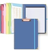 HAUTOCO Clipboard Folio with Refillable Lined Notepad for Letter Size (11" x 8.5"), 5 Dividers wi...