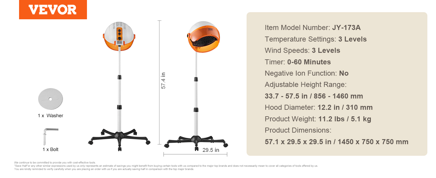 height adjustable hooded hair dryer