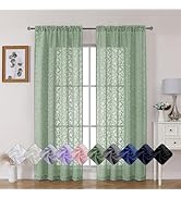 Chyhomenyc Sage Green Sheer Curtains 84 Inches Long 2 Panels Set, Light Filtering Soft Lightweigh...