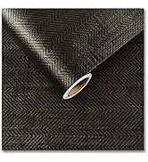 CRE8TIVE Black Gold Grasscloth Peel and Stick Wallpaper Metallic Herringbone Grasscloth Wallpaper...