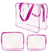 3Pcs Crystal Clear PVC Travel Toiletry Bag Kit for Women Men, Waterproof Vinyl Organizer Clear Ma...