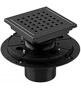 HTOH Black Shower Drain 4 Inch with Flange CUPC Certified- Made of 304 Stainless Steel, Square Sh...