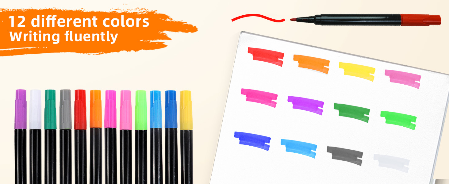 12 different colorsWriting fluently