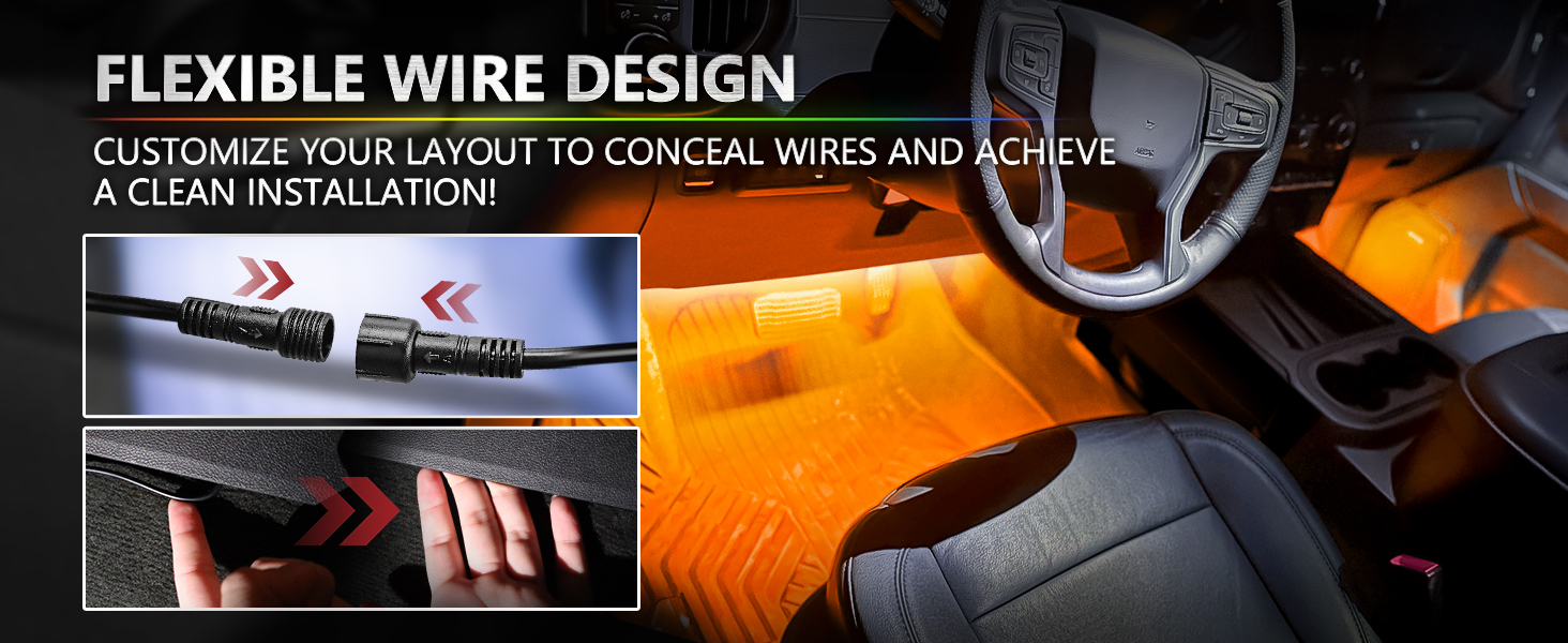 OPT7 Aura Flexible Extension Wires for Car Interior Light Kit