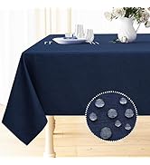 smiry Rectangle Linen Tablecloth, Waterproof Spillproof Anti-Wrinkle Burlap Table Cloth, Washable...