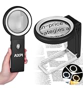 Magnifying Glass with Light and Stand, 10x Large Lighted Magnifying Glass 18 LED Illuminated Hand...