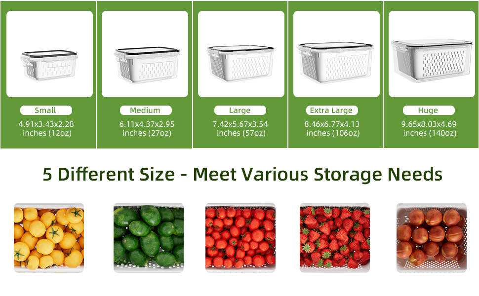 5 pack produce containers for fridge
