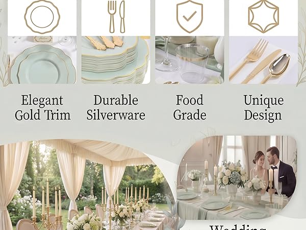 sage green plastic plates