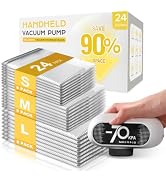 SNOCOD 24 Pack Travel Vacuum Bags with Electric Pump, 70KPa Vacuum Storage Bags for Clothing, Reu...