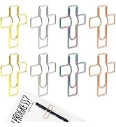 Kaileen Paperclip Pen Holder, Metal Pen Holder for Notebook - 16 Pcs Cross Shaped Pen Clips Plann...