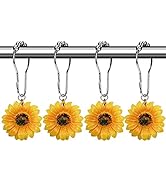 CHICTIE Flowers Shower Curtain Hooks Rings, 12 Pcs Decorative Rustproof Shower Rings for Bathroom...
