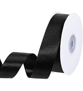 Double Faced Black Ribbon 1 Inch 30 Yards Satin Craft Ribbon for DIY Crafts Gift Wrapping Bow Mak...