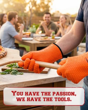 KITCHEN PERFECTION Silicone Pizza Oven Gloves -Extreme Heat Resistant Gloves
