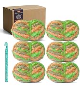 SIXLAMB 6-Pack Jumbo Chenille Yarn, 42 oz/150 Yards Total (7oz/25yds Each), Non-Vacuum Packed Sno...