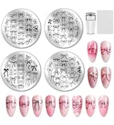 PH PandaHall 4pcs Bowknot Nail Stamping Plates, Sweet Necktie Nail Art Templates Elegant Bow Tie ...