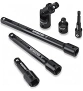 WORKPRO 1/2" Drive Impact Socket Extension Bar and Adapter Set, 6-Piece | Includes 3", 6", 8" Ext...