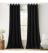 RYB HOME Black Velvet Curtains 84 inches Long 2 Panels, Blackout Plush Window Curtains Noise Redu...