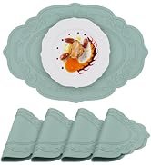 yuuzue Silicone Placemats Set of 4, Oval Table Placemats Heat Resistant Waterproof Wipeable Non-S...
